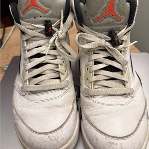 USED Air Jordan 5 Retro “White Cement” Sneakers Size 10